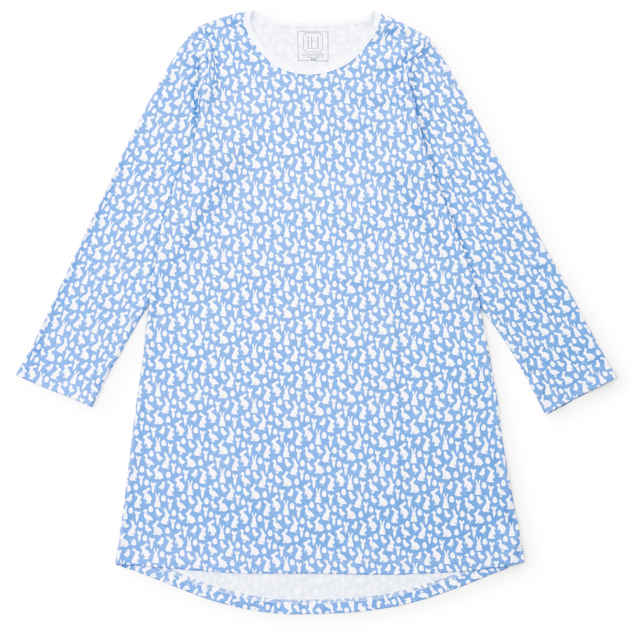 Ann Women's Longsleeve Nightgown - Easter Time Blue