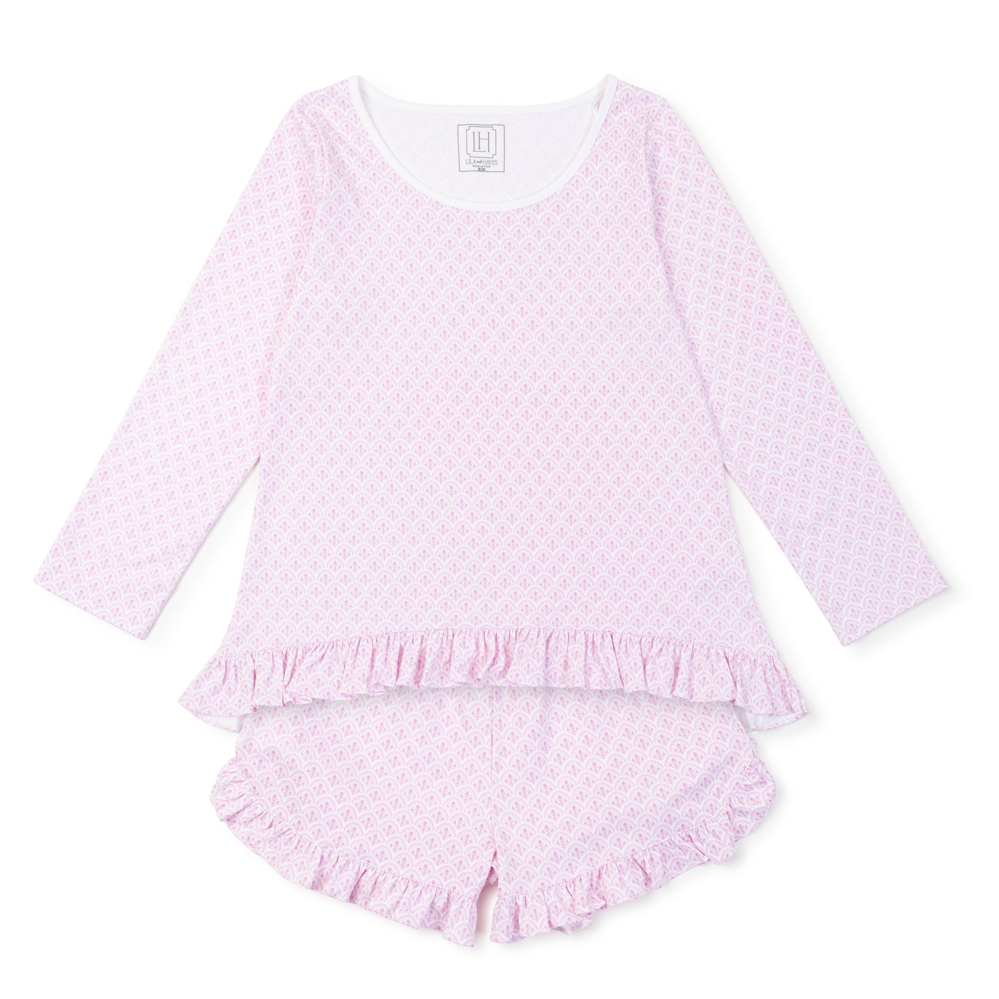 Kathryn Women's Pajama Short Set - Scalloped in Pink