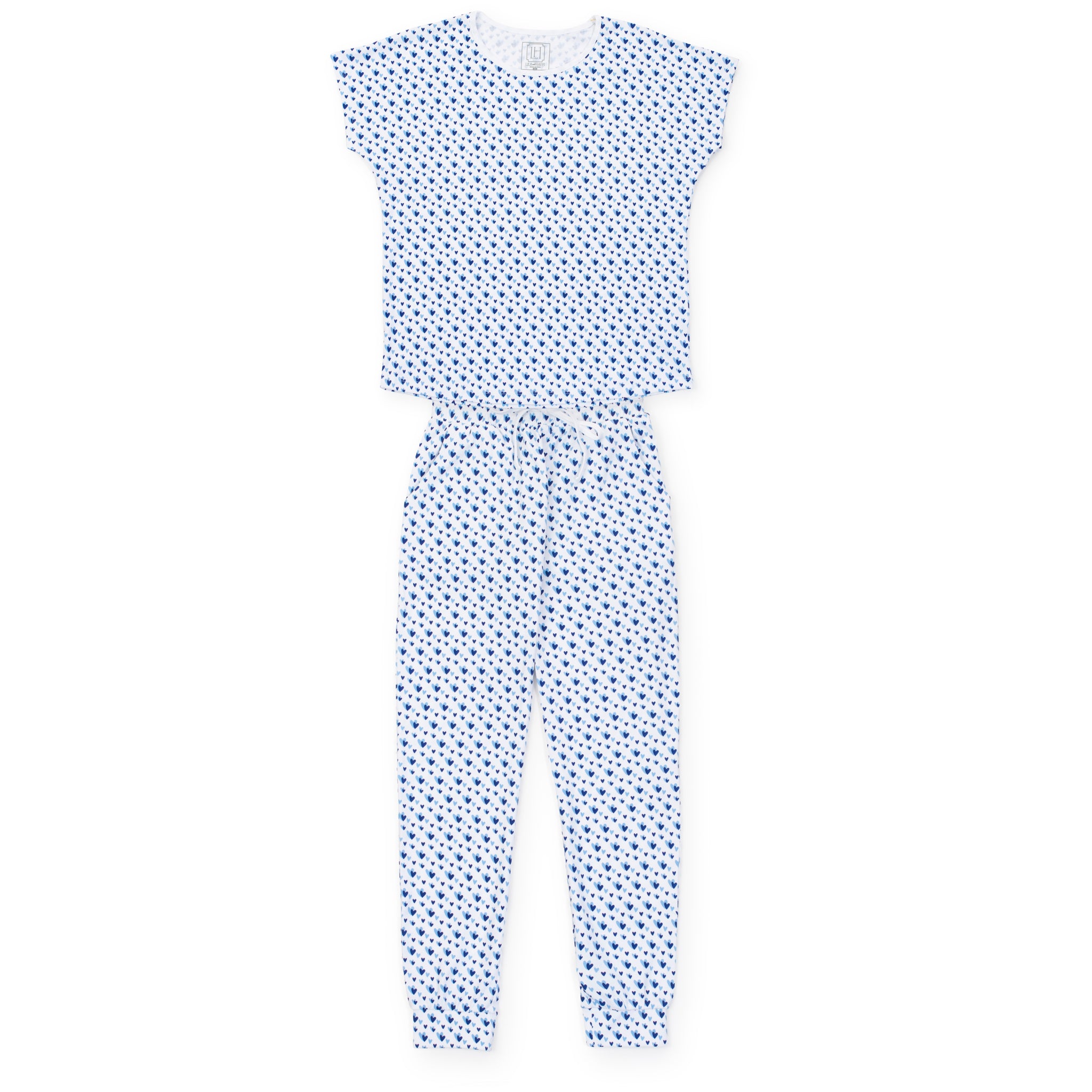 Melanie Women's Pajama Jogger Pant Set - Heart to Heart Blue