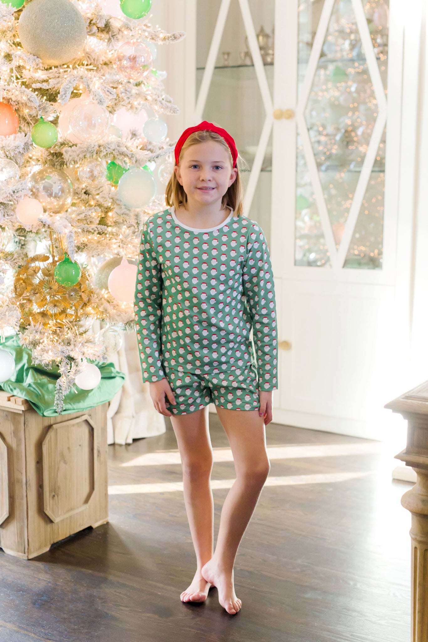 Sophie Girls' Pima Cotton Short Set - Hey Santa