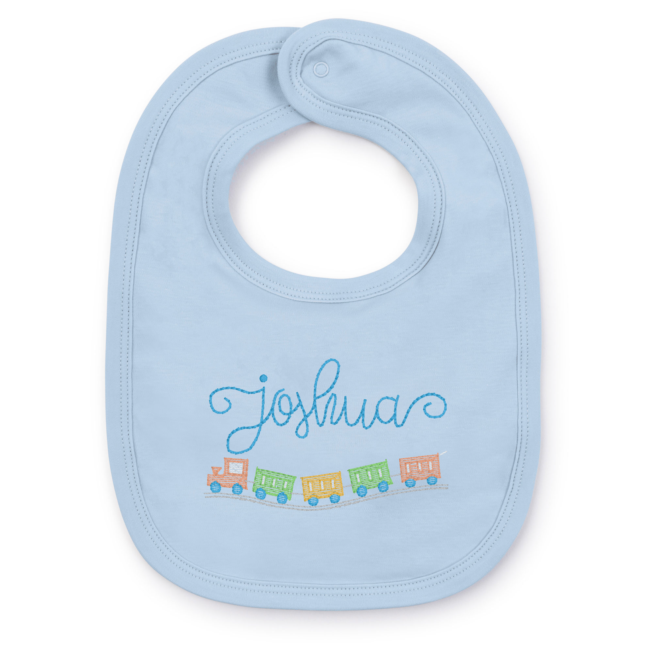 Baby Shop: Plain Edge Bib with Monogram - Light Blue