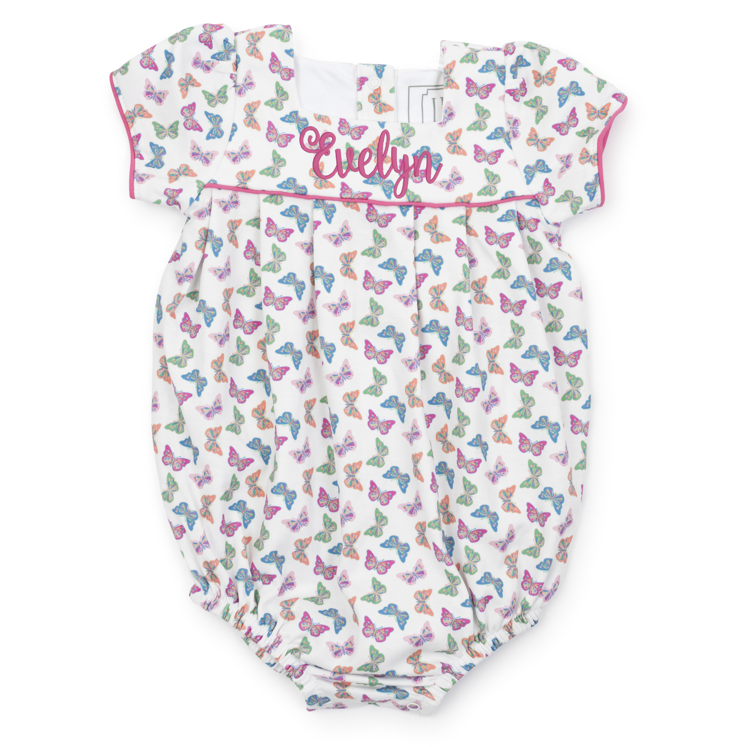 SALE Charlotte Girls' Pima Cotton Bubble - Bright Butterflies