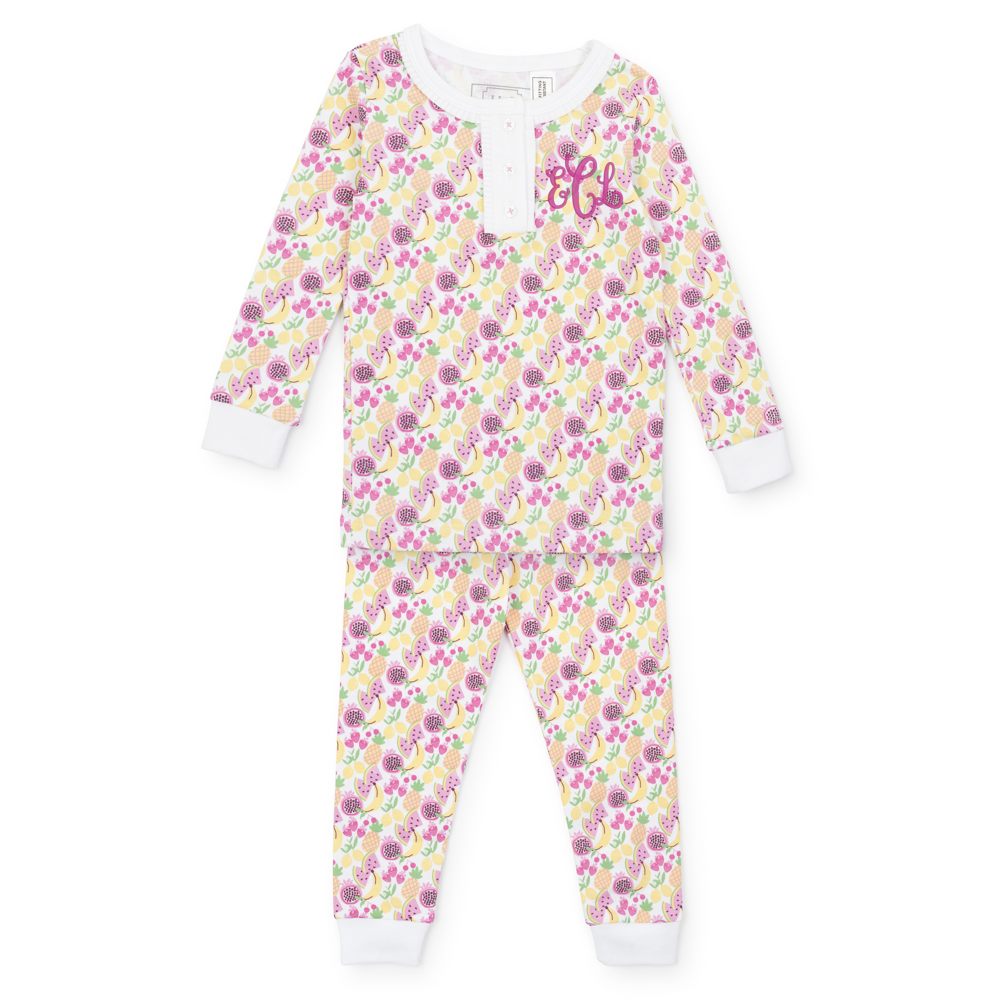 Alden Girls' Pima Cotton Pajama Pant Set - Tropical Fruit