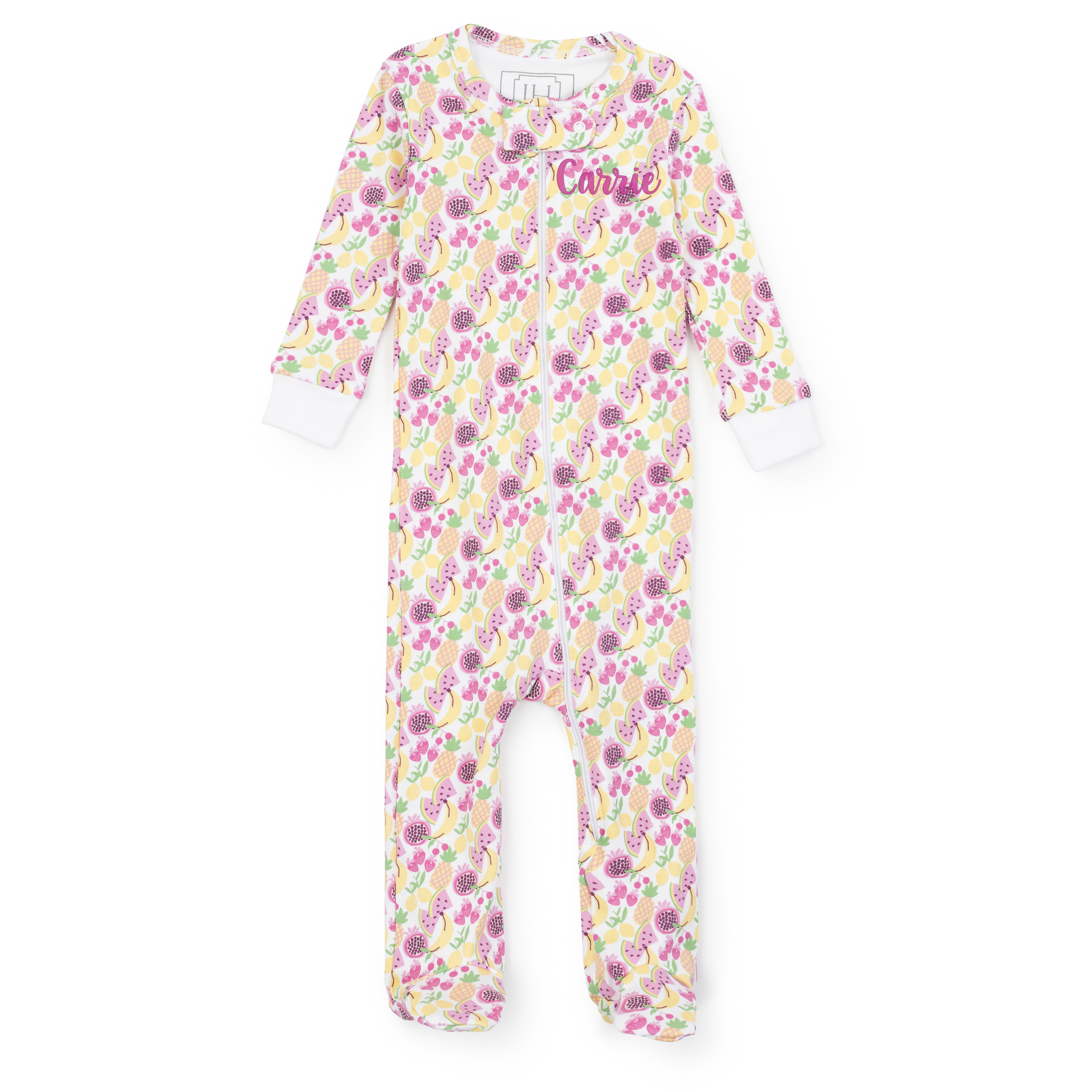 SALE Parker Girls' Pima Cotton Zipper Pajama - Tropical Fruit