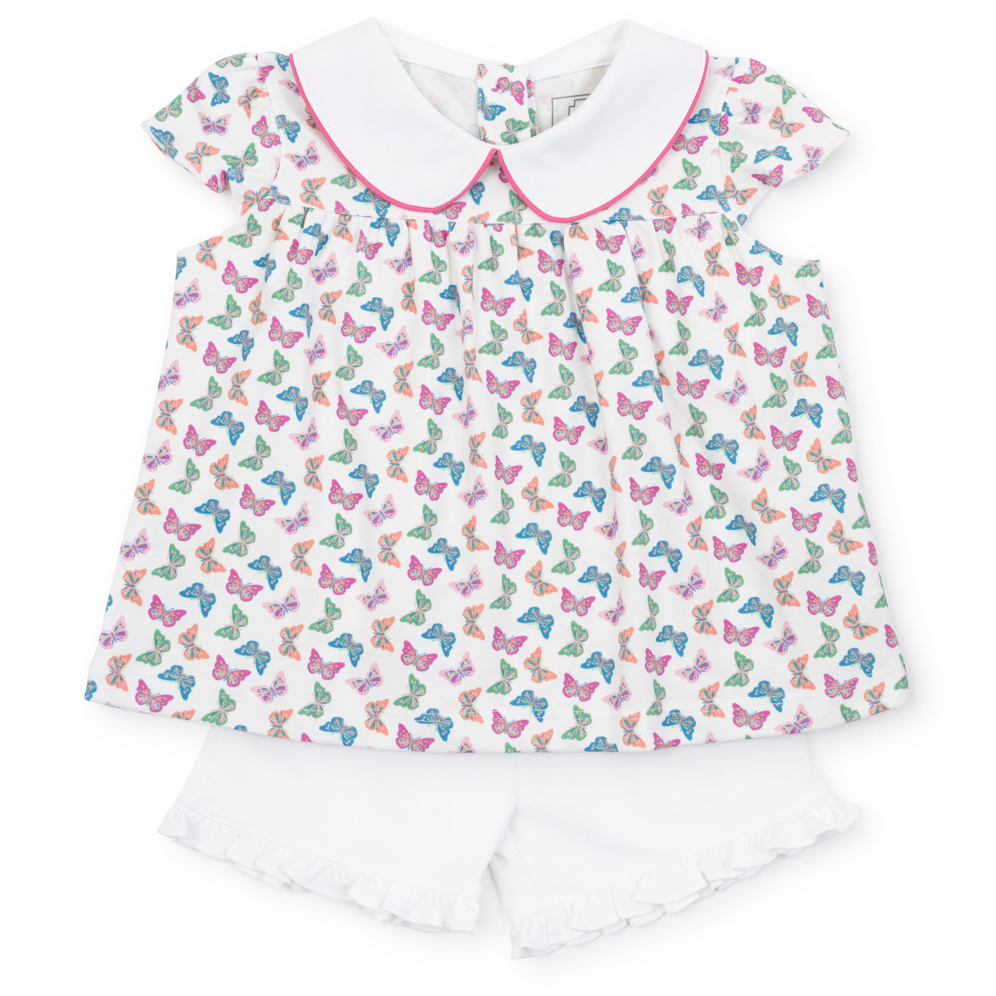 SALE Minden Girls' Pima Cotton Short Set - Bright Butterflies