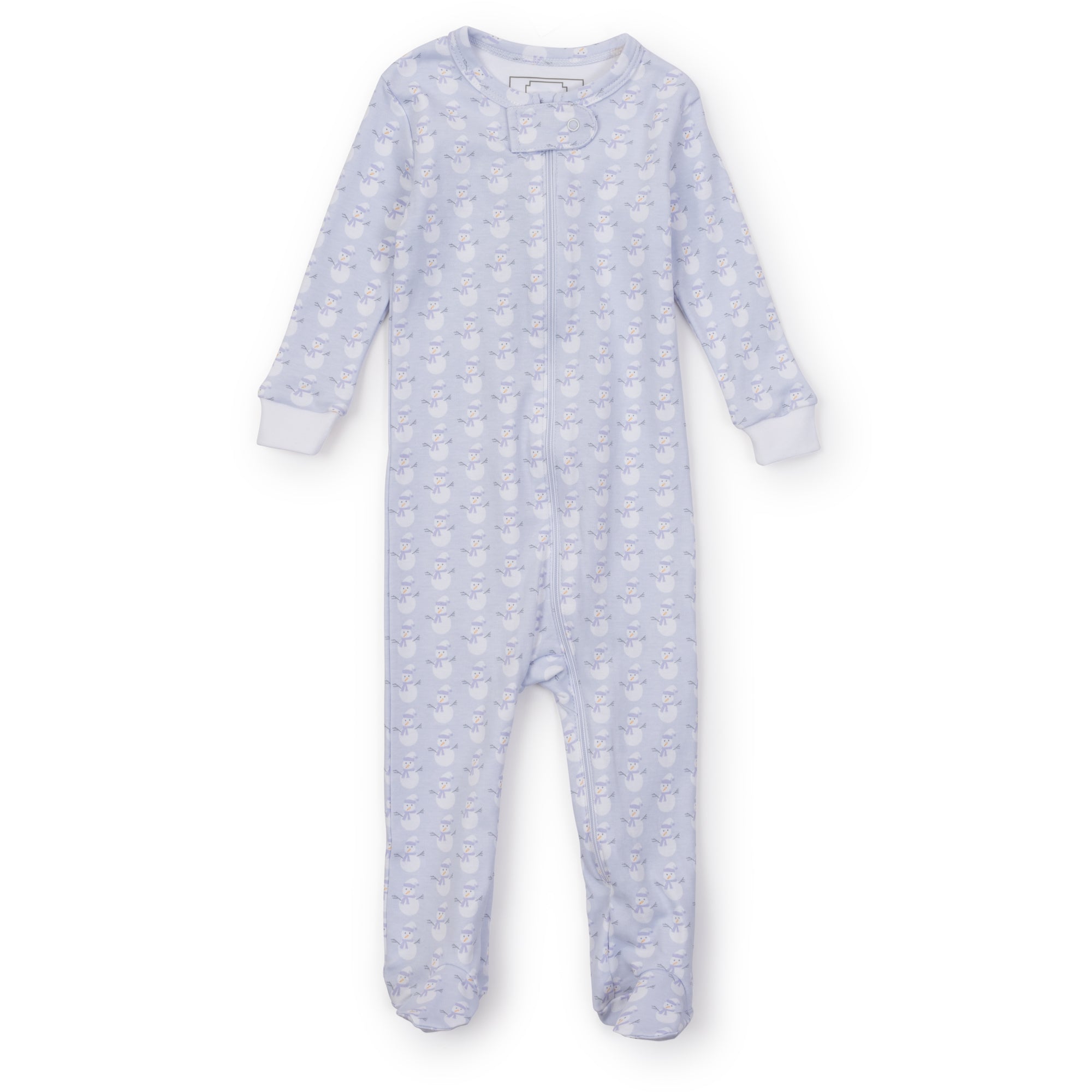 Parker Boys' Pima Cotton Zipper Pajama - Snowman Blue