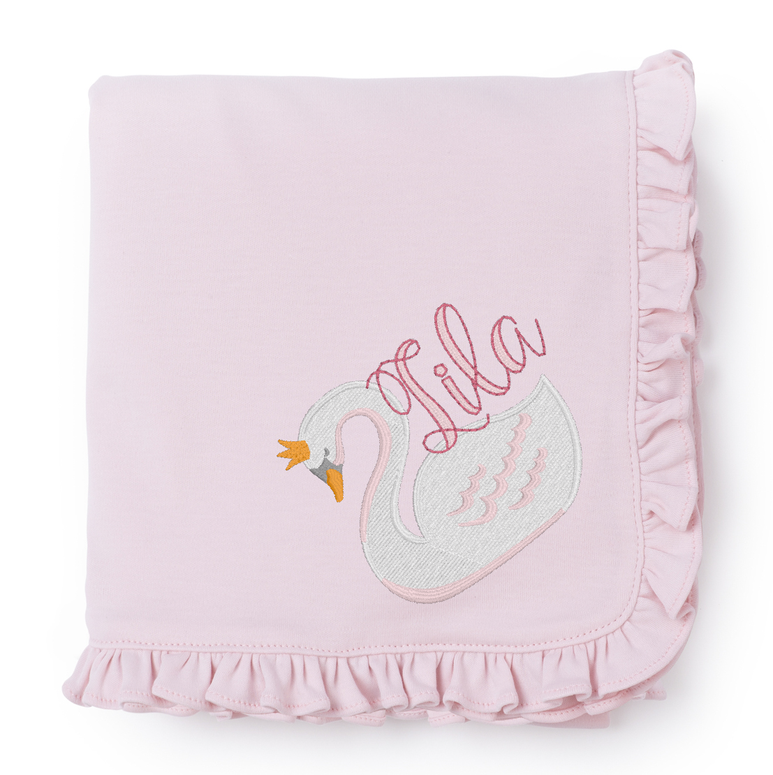 Baby Shop: Ruffled Blanket with Monogram - Light Pink