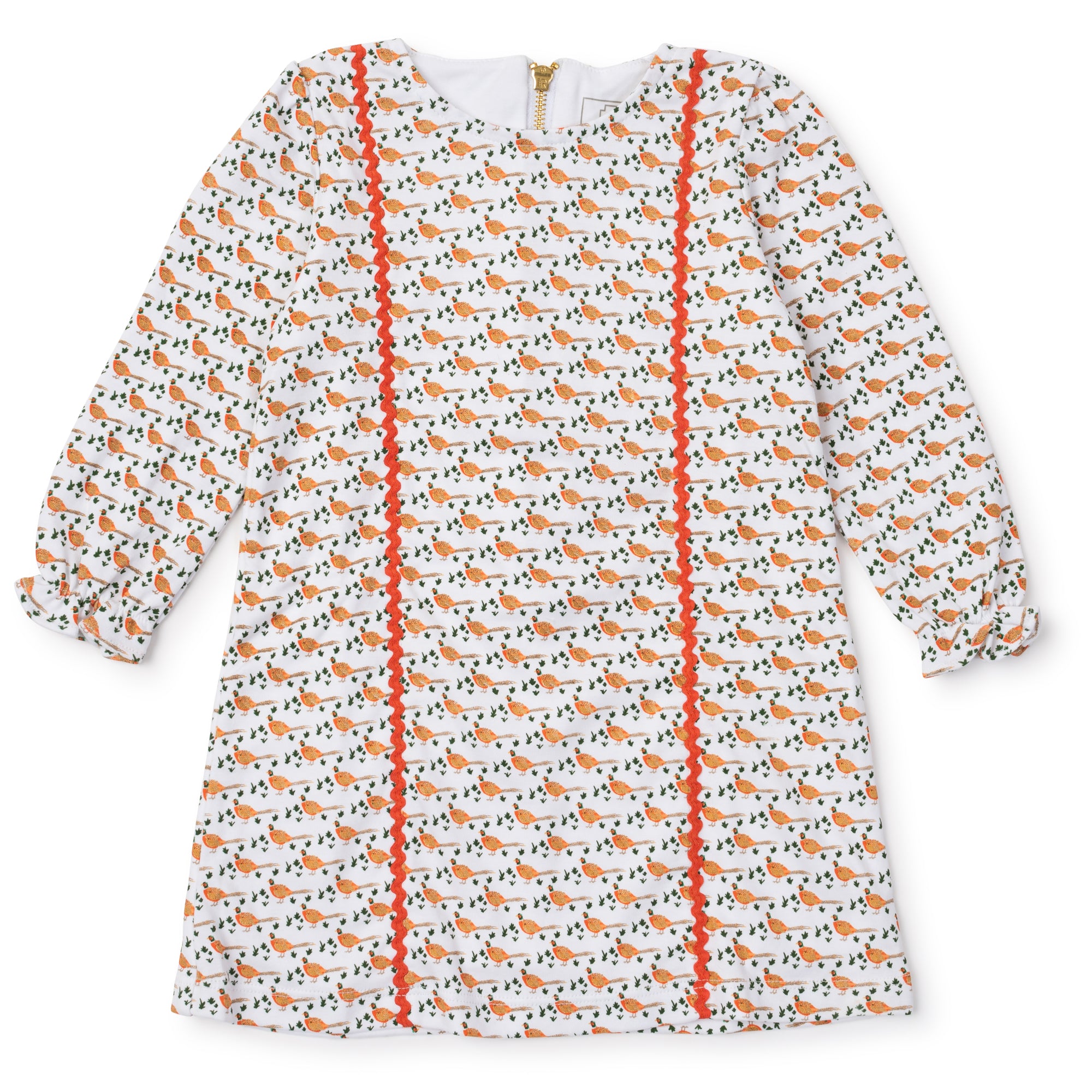 Reese Ric Rac Girls' Pima Cotton Dress - Pheasants