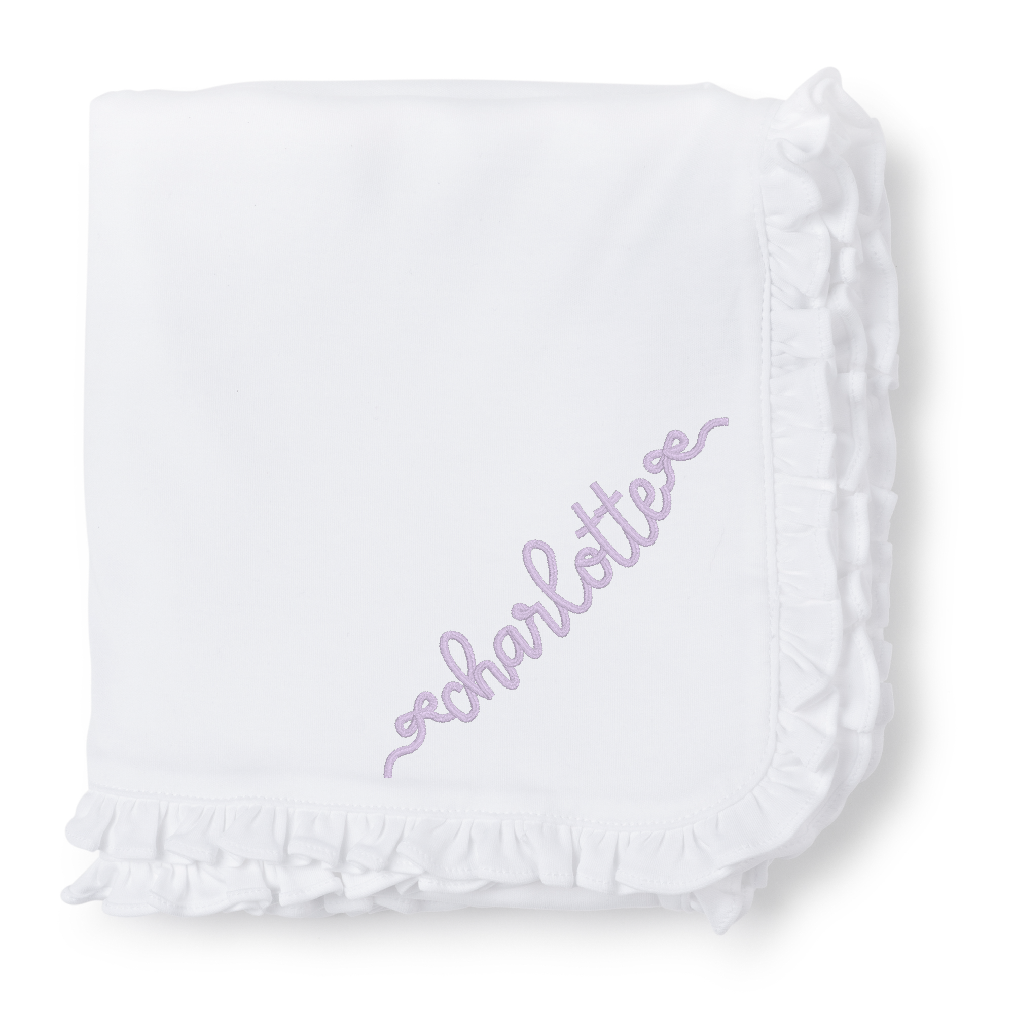 Baby Shop: Ruffled Blanket with Monogram - White