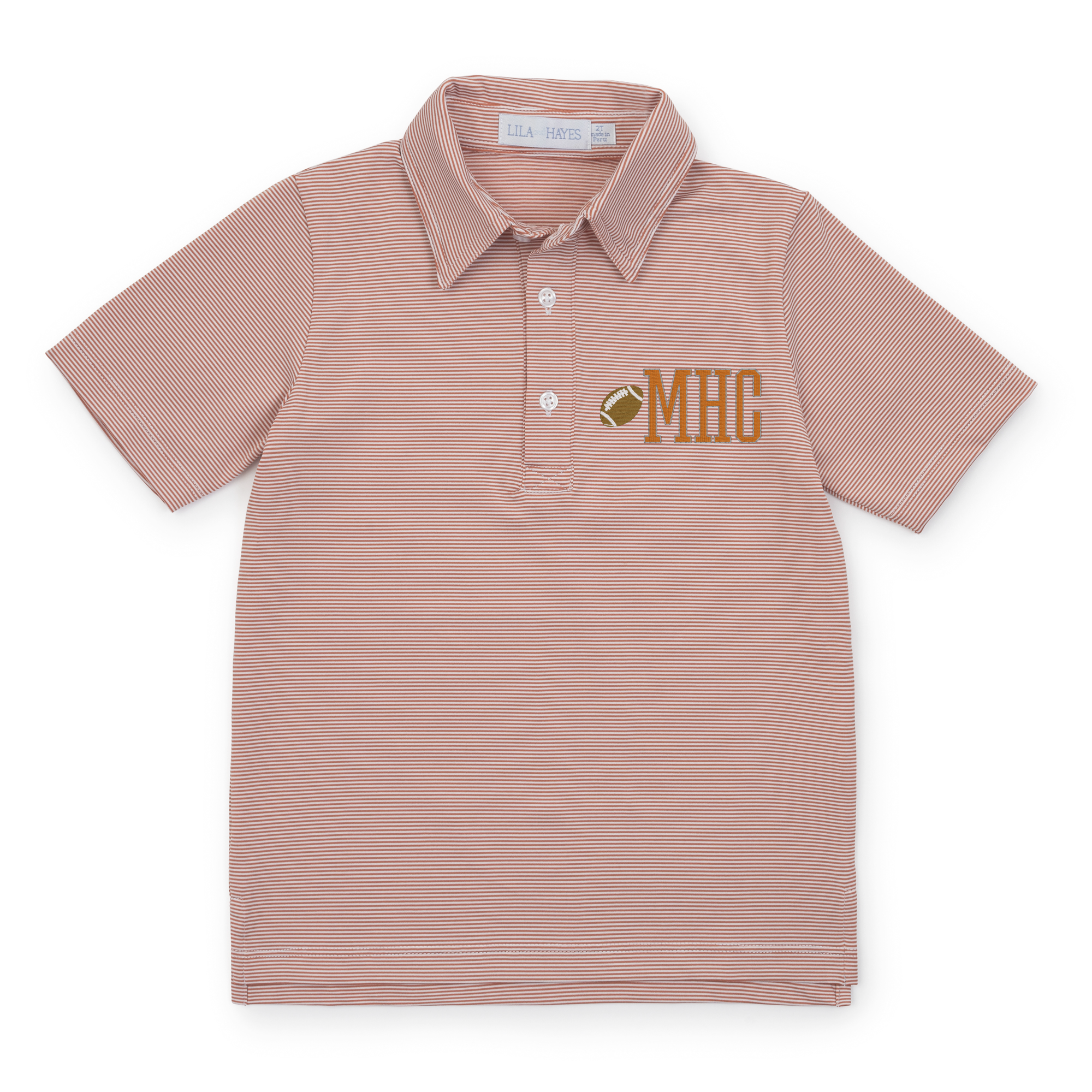 Collegiate Shop: Will Boys' Polo Shirt by LH Sport with Monogram - Orange Stripes