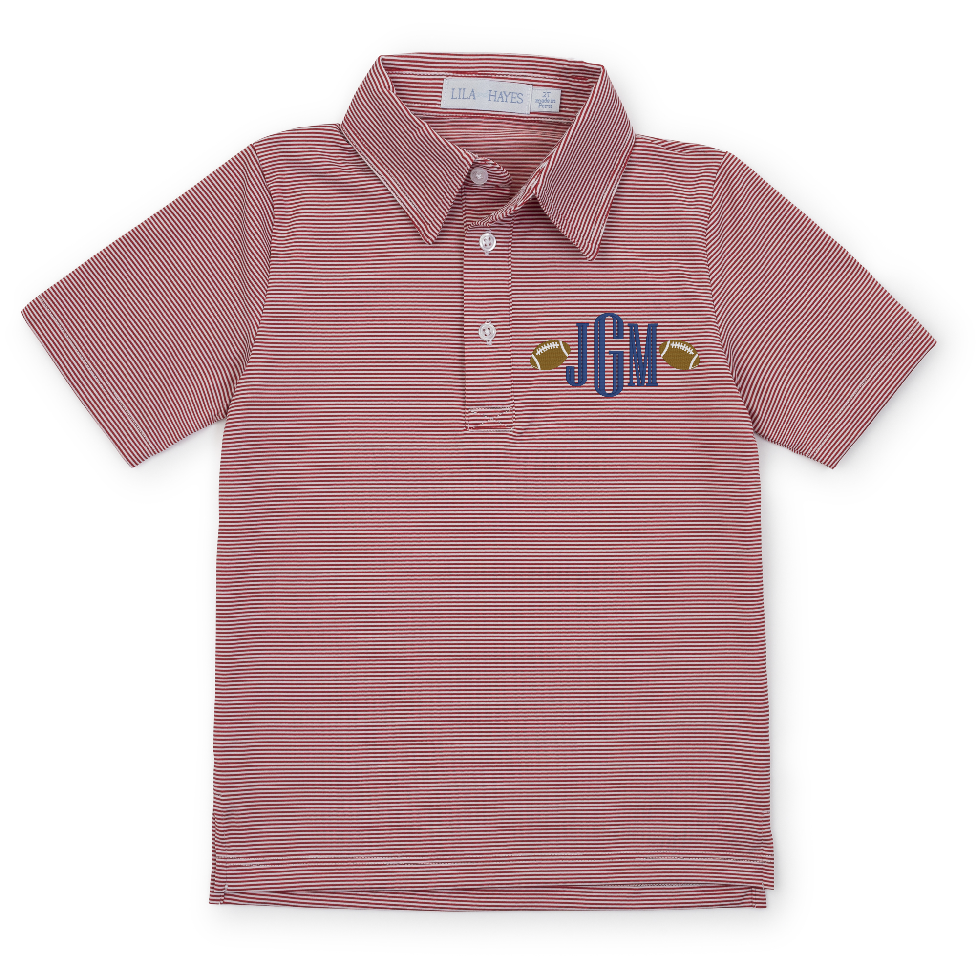 Collegiate Shop: Will Boys' Polo Shirt by LH Sport with Monogram - Red Stripes