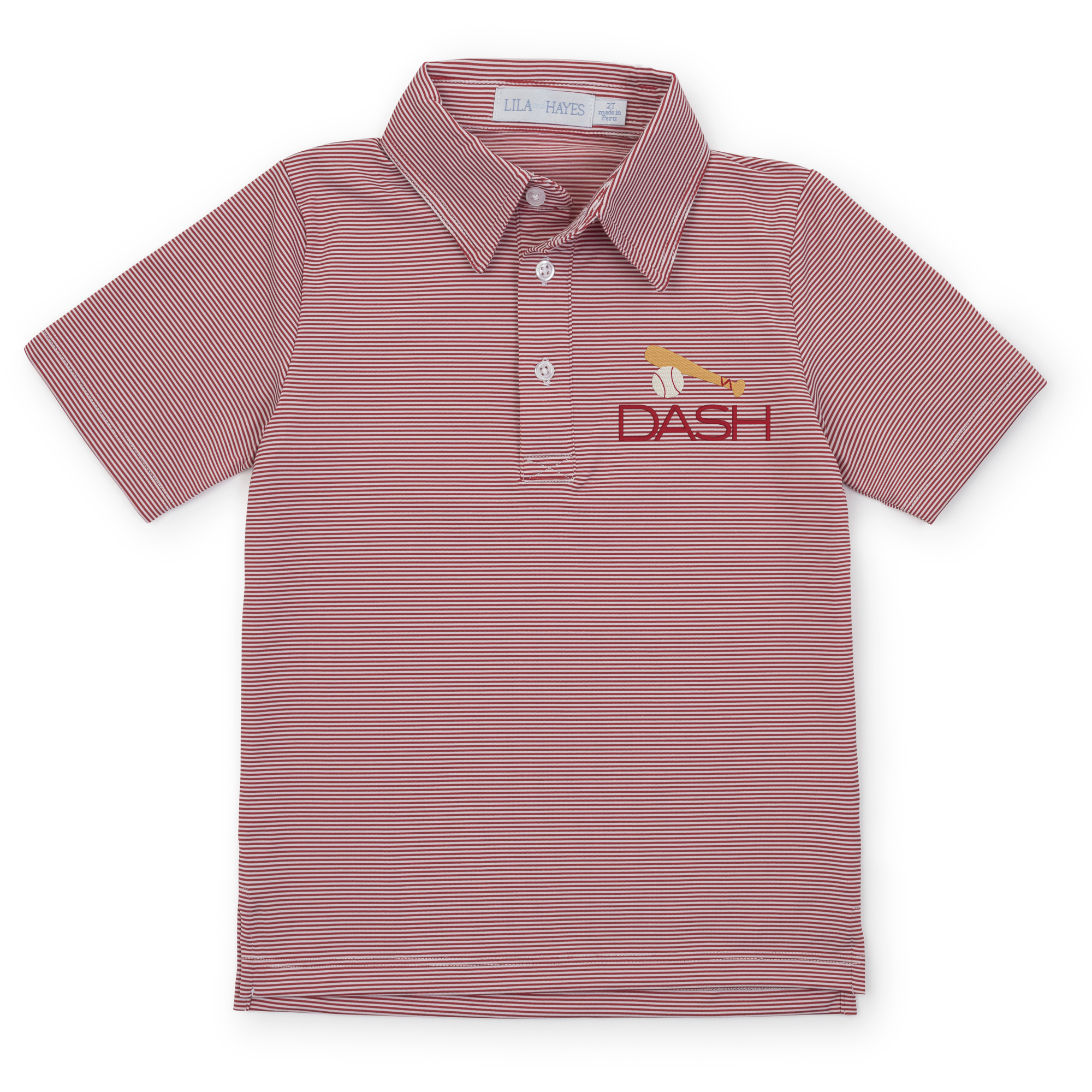 SALE Will Boys' Golf Polo Shirt by LH Sport - Red Stripes (Past Season)