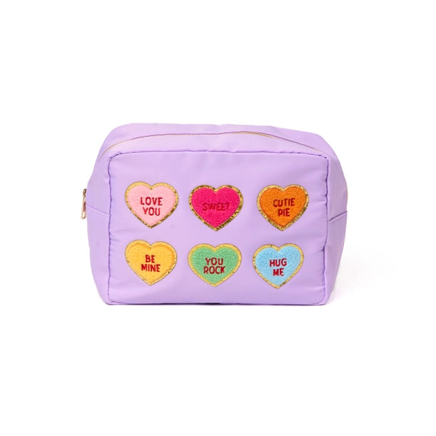 Large Pouch w/ Valentine's Day Conversation Hearts - Lavender