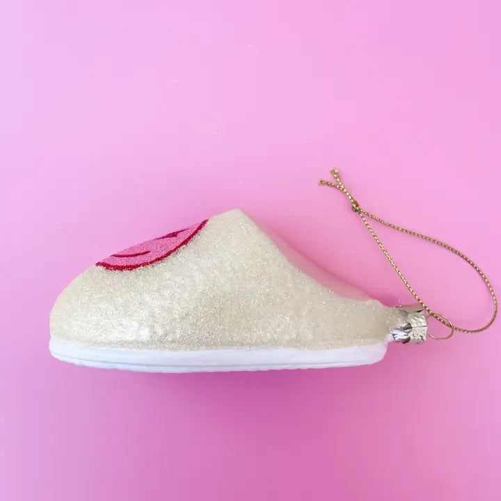 Pink Smiley Face Slipper Ornament