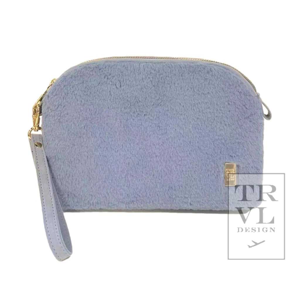 Luxe Dome Clutch Faux Fur in Dusk Blue by TRVL Design