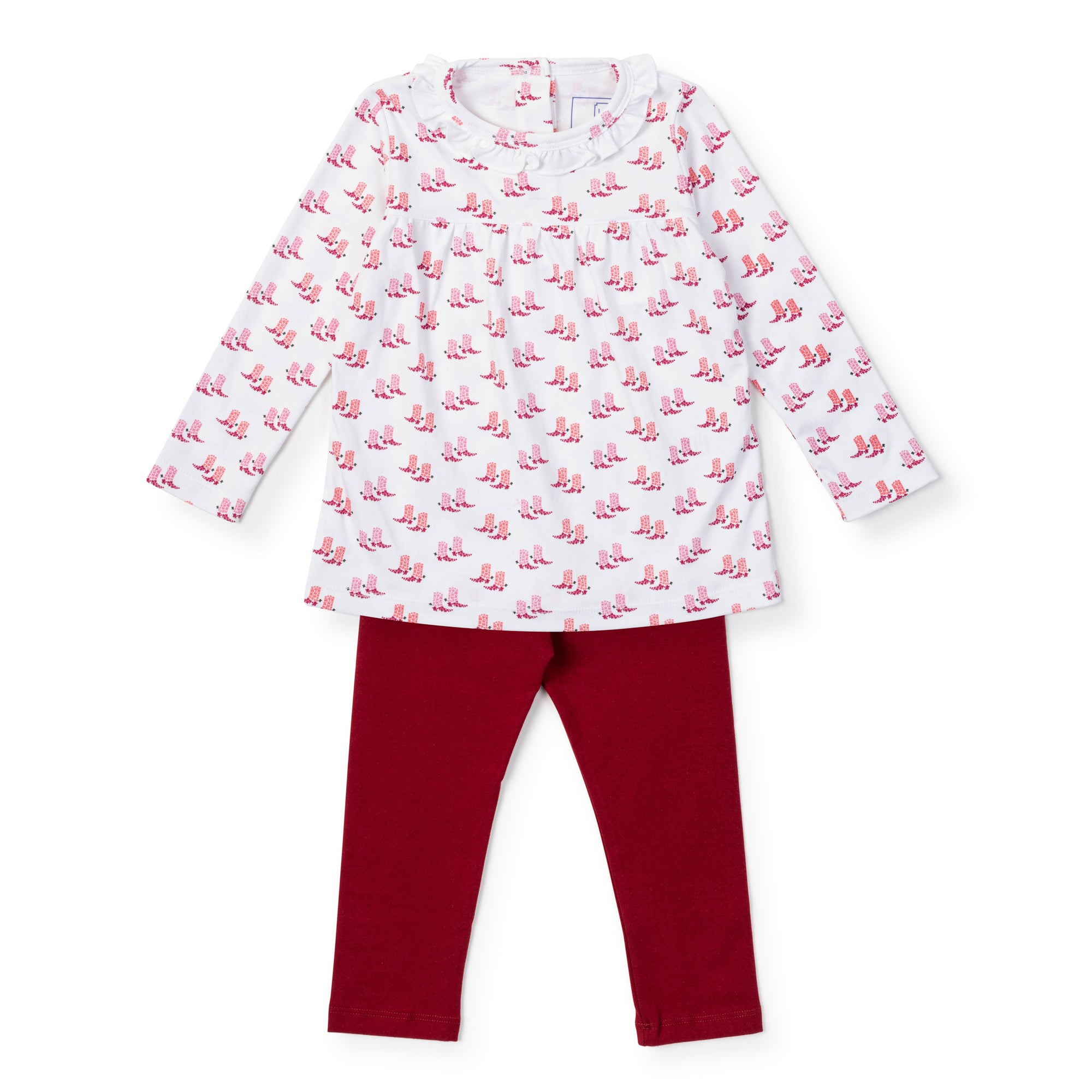 Ivy Set Girls' Pima Cotton Legging Set - Texas Boots Pink