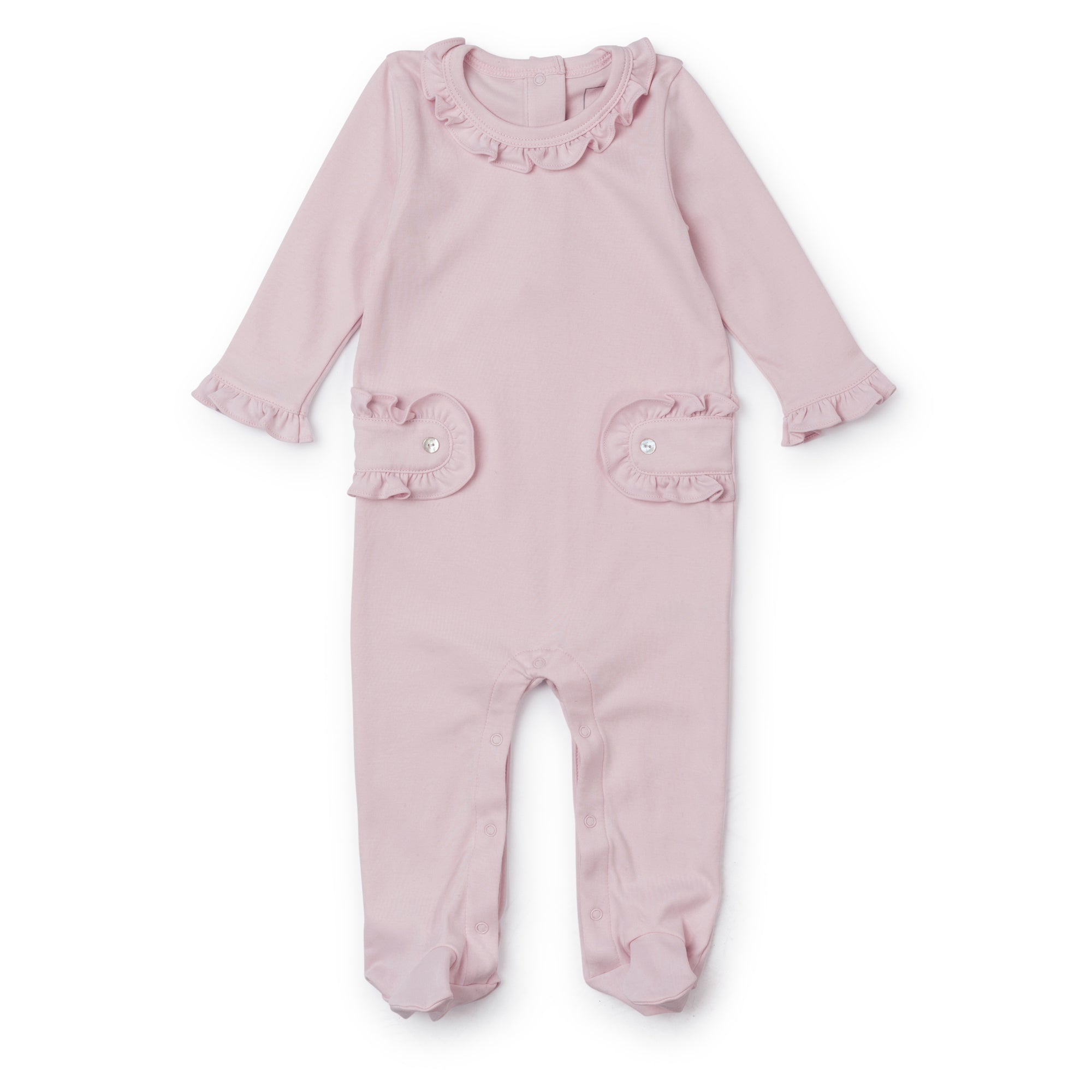 Baby Shop: Lucy Footed Romper with Monogram - Light Pink