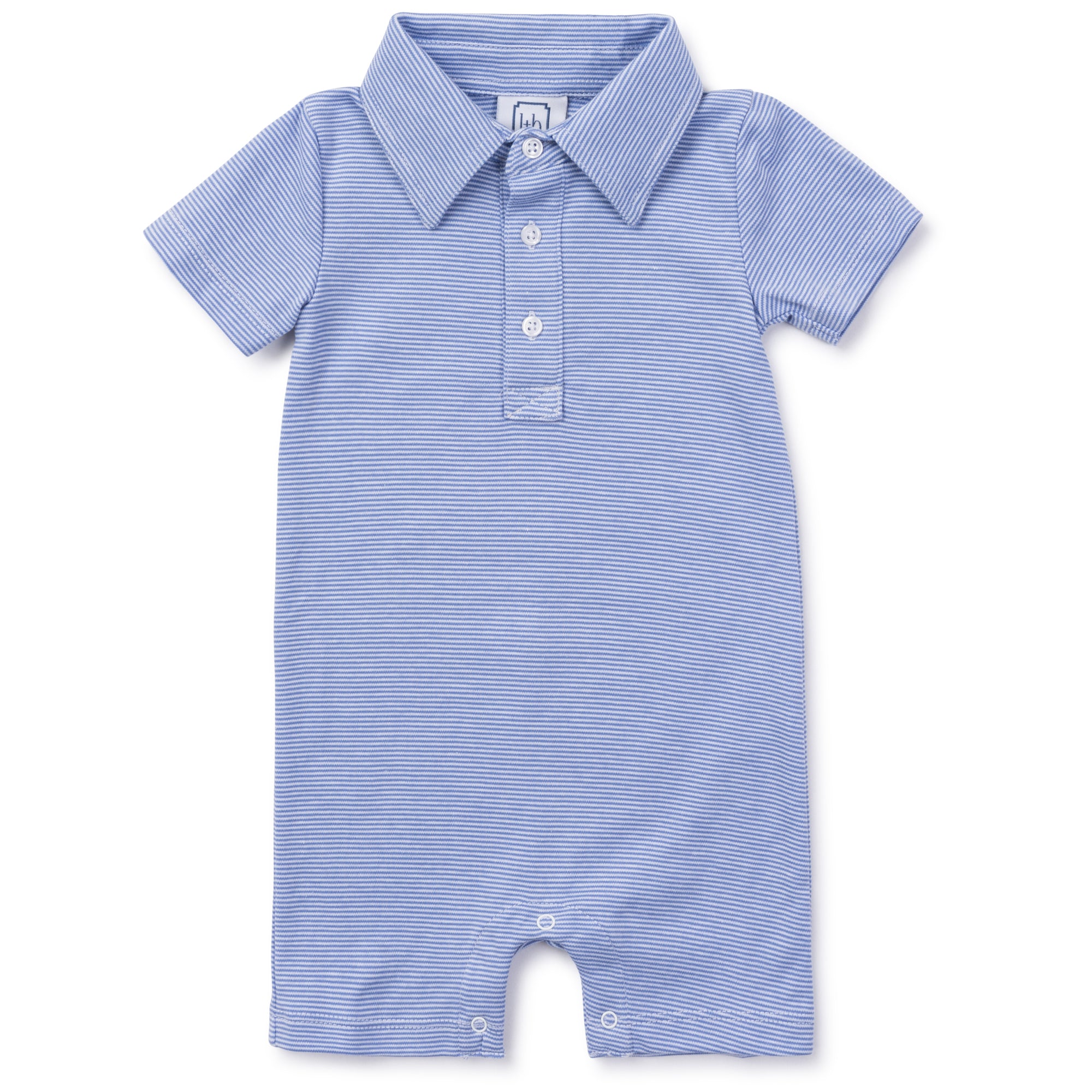 Tripp Boys' Pima Cotton Polo Shortall - Blue Stripes