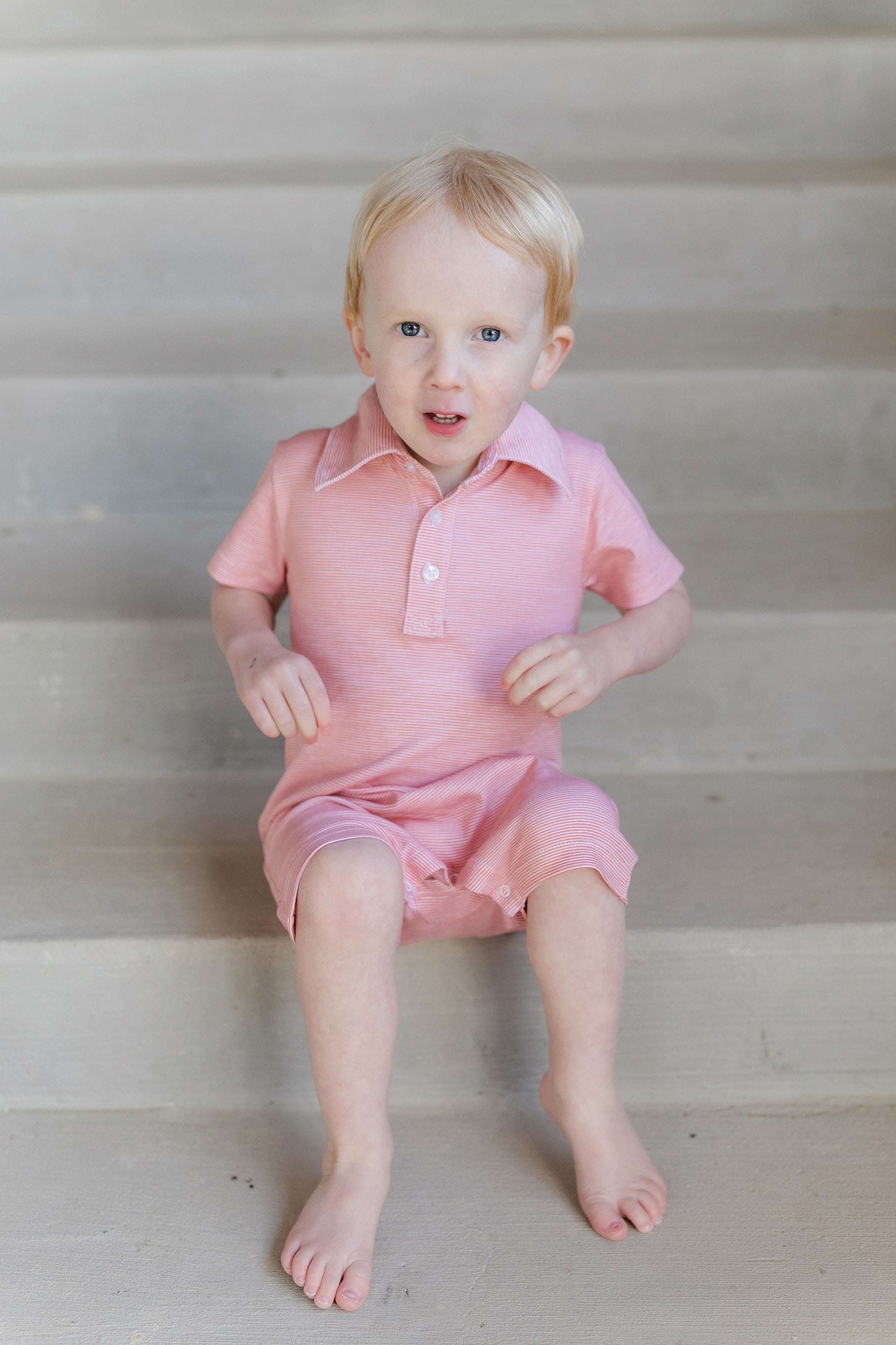 Tripp Boys' Pima Cotton Polo Shortall - Orange Stripes