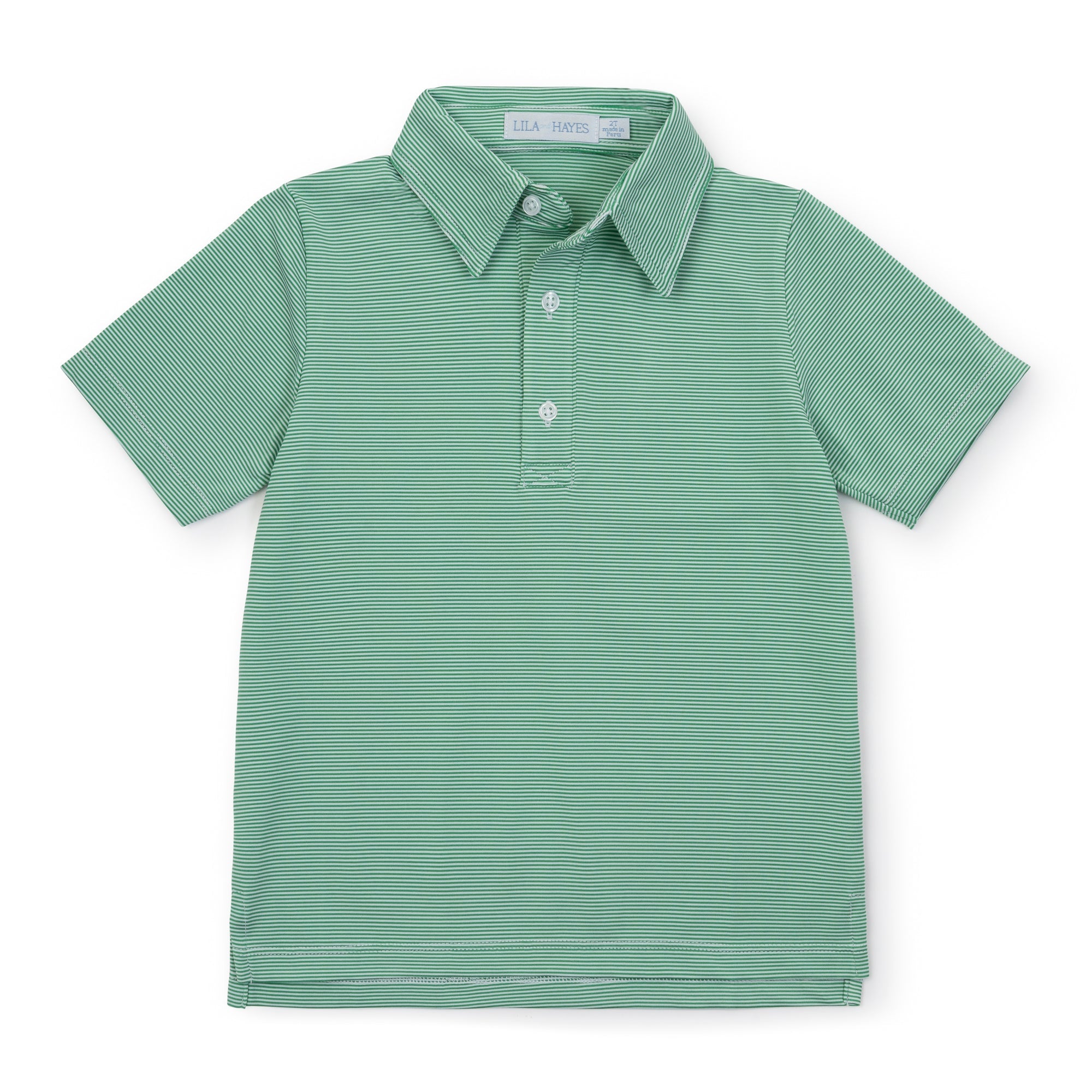 Collegiate Shop: Will Boys' Polo Shirt by LH Sport with Monogram- Green Stripes