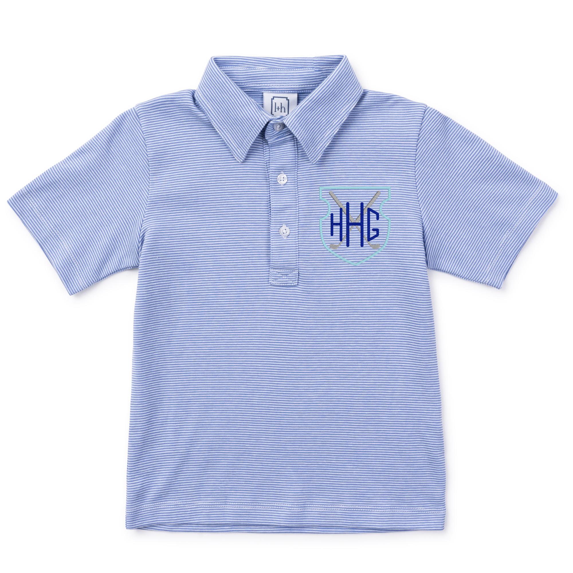 Griffin Boys' Pima Cotton Polo Golf Shirt - Blue Stripes