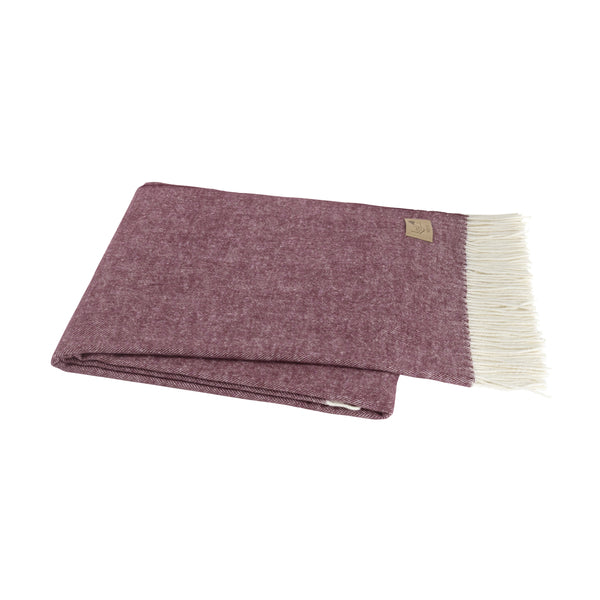 SALE Italian Herringbone Throw in Deep Merlot with Monogram